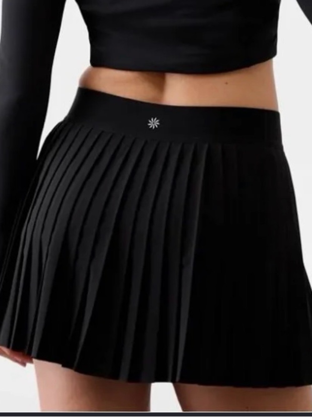Athleta Black Pleated Tennis Skort with Logo Waistband - Picture 2 of 6